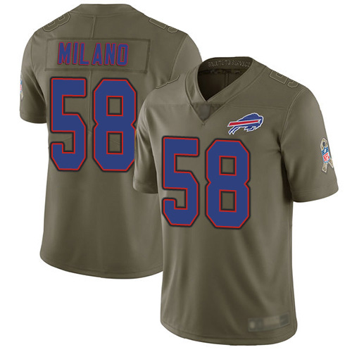 Men Buffalo Bills #58 Matt Milano Limited Olive 2017 Salute to Service NFL Jersey